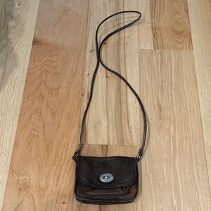 Fossil Small Brown Leather Crossbody Bag